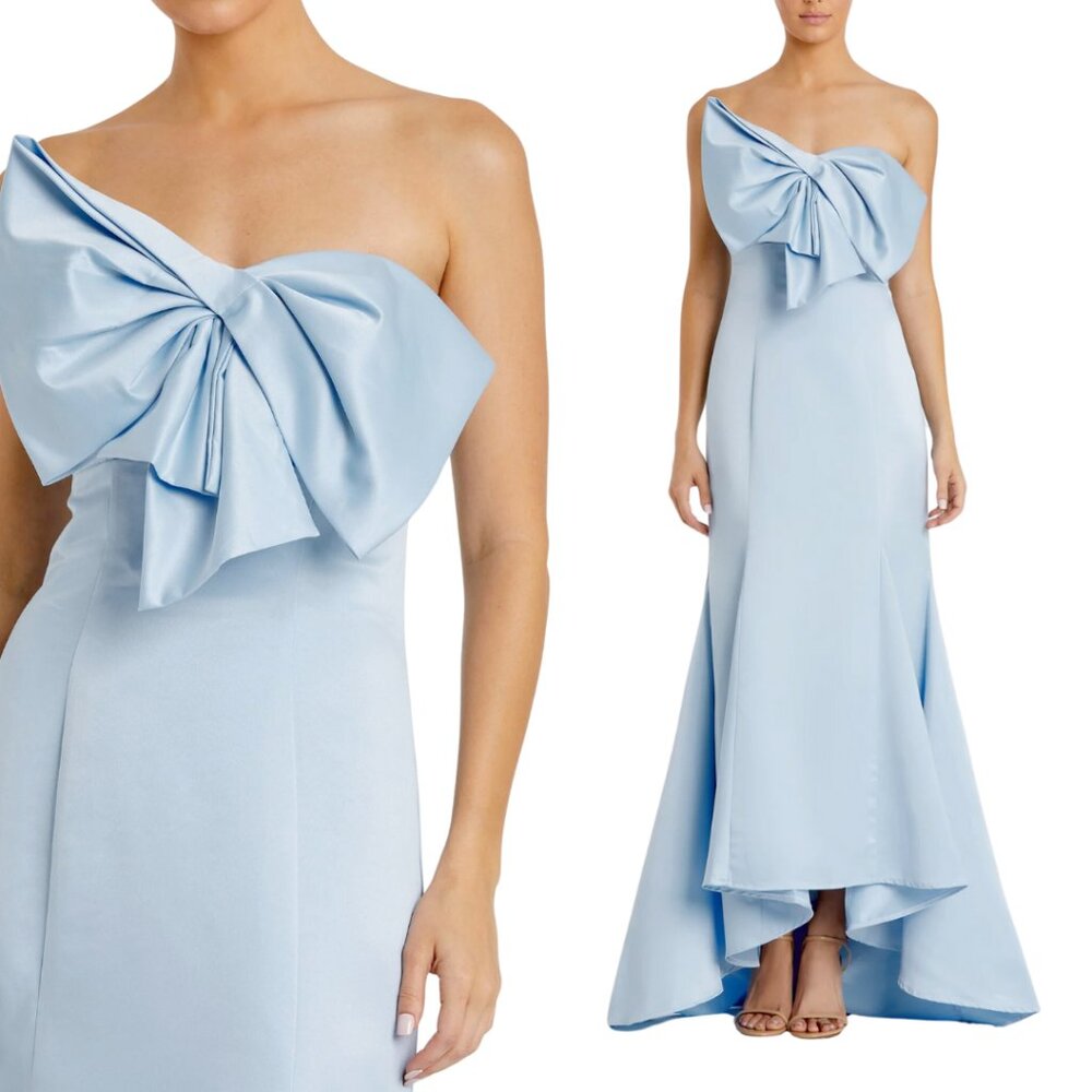 Mac Duggal 49701 Womens Size 8 Light Blue Strapless Bow Mermaid Gown Maxi Dress